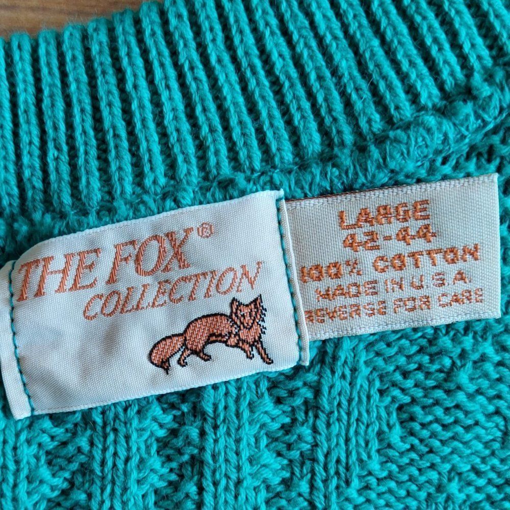 Vintage 1990's Unisex The Fox Collection Dad Sweater, Green L/XL - Picture 2 of 13